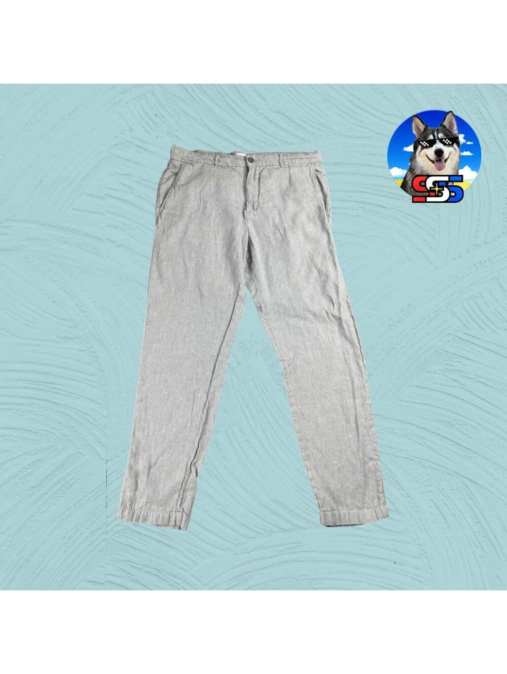 Porter & Ash Linen Blend Summer Pants  Men's 34 X 29 Baby Blue Beach Cruise